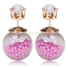 Colorful crystal beads ball earring stud